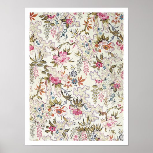 フローラ流れ付き絹素材のデザイン ポスター (正面)