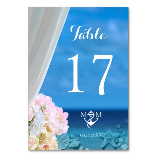 フローラ海ビーチ結婚のSummer's Table Number テーブルナンバー (正面)