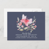 フローラ海軍とピンクの水色は日付を保存 案内ポストカード (正面/裏面)