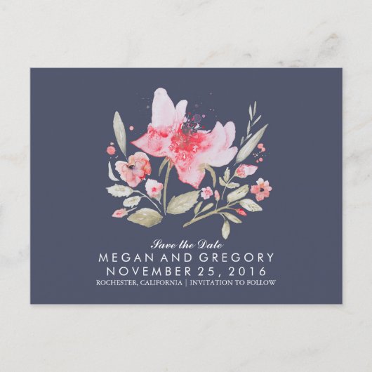 フローラ海軍とピンクの水色は日付を保存 案内ポストカード (正面)