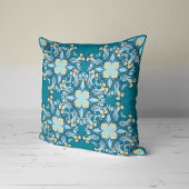 フローラ渦ティール（緑がかった色） クッション