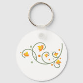 フローラ渦巻きパターン（オレンジと黄色の花） キーホルダー (正面)