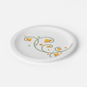 フローラ渦巻きパターン（オレンジと黄色の花） ペーパープレート (アングル)