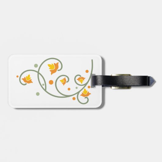 フローラ渦巻きパターン（オレンジと黄色の花） ラゲッジタグ (裏面横)