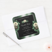 フローラ濃い緑の黒い製品ラベルリーフバラ スクエアシール (封筒)