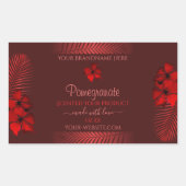 フローラ濃い赤の製品ラベルハワイアン花 長方形シール (正面)