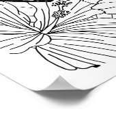 フローラ熱帯ハイビスカスと蝶の着色 ポスター (角)