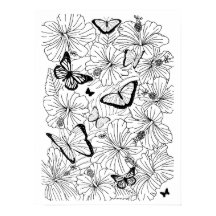 フローラ熱帯ハイビスカスと蝶の着色