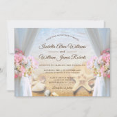 フローラ熱帯ビーチヒトデ結婚式招待状 招待状 (正面)