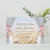 フローラ熱帯ビーチヒトデ結婚式招待状 招待状 (スタンド正面)