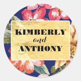 フローラ熱帯ビーチ海軍と金ゴールド結婚ズ ラウンドシール