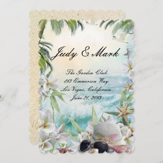 フローラ熱帯ビーチ結婚式メニューカード メニュー (正面/裏面)