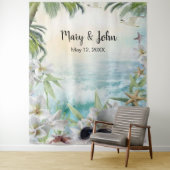 フローラ熱帯ビーチ結婚式写真の背景 タペストリー (インサイチュ)