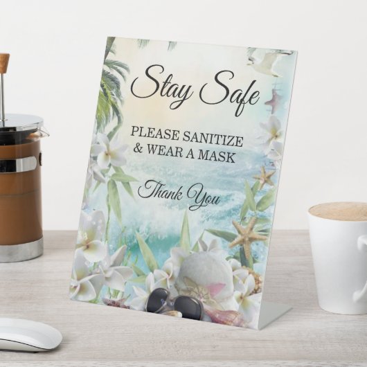 フローラ熱帯ビーチ結婚式安全性 台座サイン (インサイチュ)