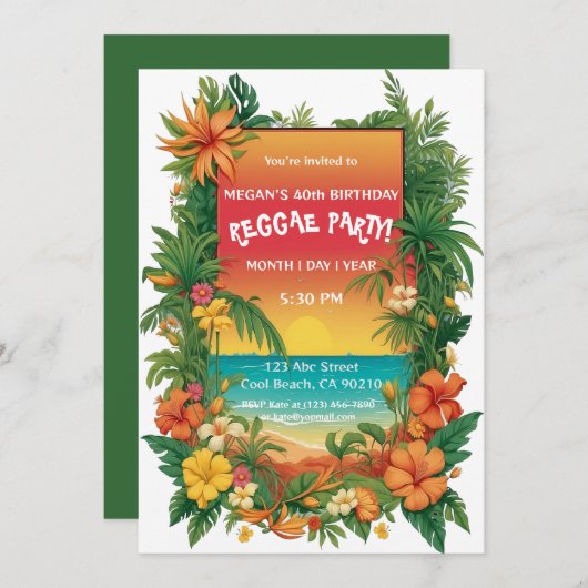 フローラ熱帯レゲエパーティーカスタマイズ 招待状 (正面/裏面)