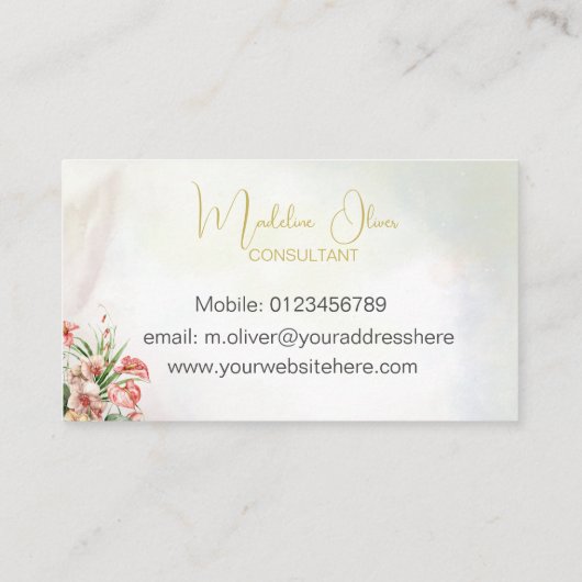 フローラ熱帯植物エレガントモダン 名刺 (裏面)