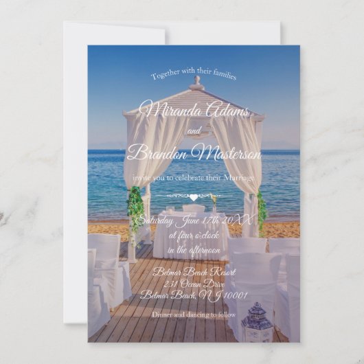 フローラ熱帯海ビーチサマー結婚ズ 招待状 (正面)