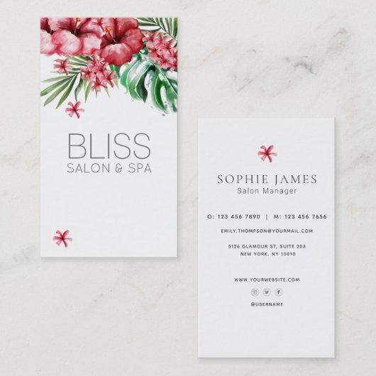フローラ熱帯美しいサロンスパ 名刺 (正面/裏面)