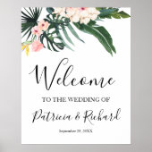 フローラ熱帯行先結婚式のウェルカムサイン ポスター (正面)