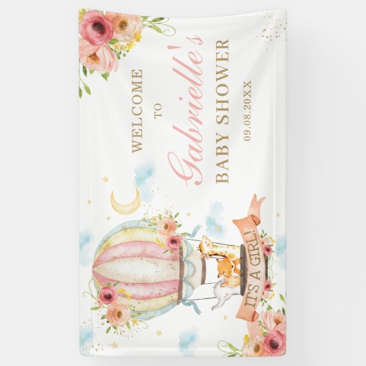 フローラ熱気球の動物を歓迎の背景 横断幕 (縦)