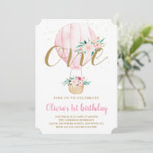 フローラ熱気球の水彩誕生日 招待状 (スタンド正面)