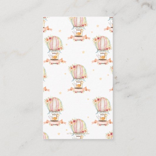 フローラ熱気球の赤ん坊の動物が本を持ってくる エンクロージャーカード (裏面)