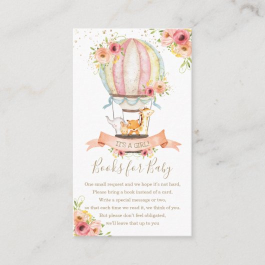 フローラ熱気球の赤ん坊の動物が本を持ってくる エンクロージャーカード (正面)