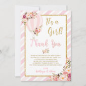 フローラ熱気球ベビーシャワーサンキューカード 招待状 (正面)