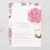 フローラ熱気球ベビーシャワー牡丹 | 招待状 (正面/裏面)