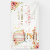 フローラ熱気球動物誕生日背景 横断幕 (縦)