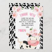 フローラ牛および牛プリント誕生日サンキューカード 招待状 (正面/裏面)
