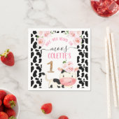 フローラ牛と牛プリント誕生日紙 スタンダードカクテルナプキン (インサイチュ)