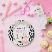 フローラ牛と牛プリント誕生日 ペーパープレート (パーティー)