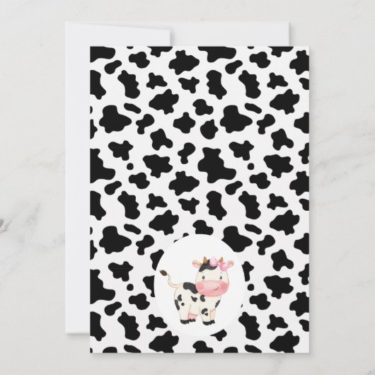 フローラ牛のプリントあなたがMoosの誕生日を聞いた 招待状 (裏面)