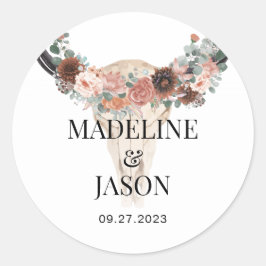 フローラ牛スカル結婚式の引き出物 ラウンドシール