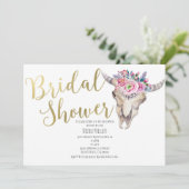 フローラ牛スカル金ゴールドブライダルシャワー招待 招待状 (スタンド正面)