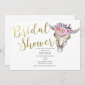 フローラ牛スカル金ゴールドブライダルシャワー招待 招待状 (正面/裏面)