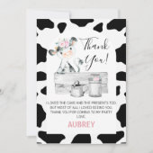 フローラ牛プリント誕生日サンキューカード 招待状 (正面)