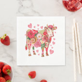 フローラ牛、かわいい牛のデザイン スタンダードランチョンナプキン (インサイチュ)