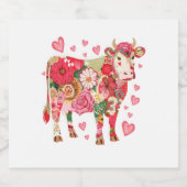 フローラ牛、かわいい牛のデザイン スパークリングワインラベル (シングルラベル)