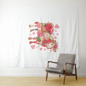 フローラ牛、かわいい牛のデザイン タペストリー (インサイチュ(横))