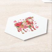 フローラ牛、かわいい牛のデザイン ペーパーコースター (アングル)