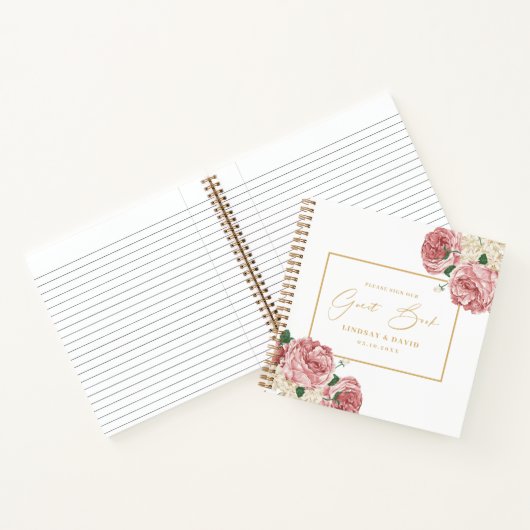 フローラ牡丹とバラ結婚ズゲストブック ノートブック (内部)