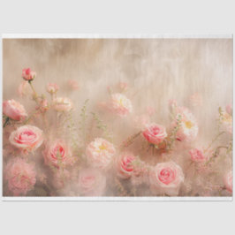 フローラ牡丹のバラ貼り付けピンクのデコページ 薄葉紙