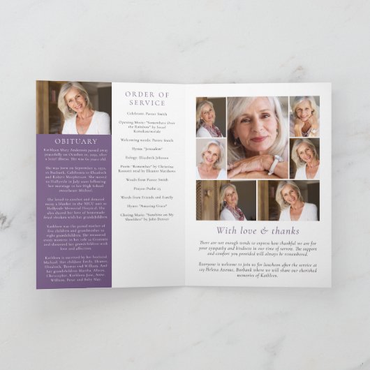 フローラ牡丹の写真を折り畳んだ追悼式 プログラム (内部)