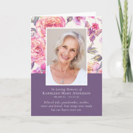 フローラ牡丹の写真を折り畳んだ追悼式 プログラム