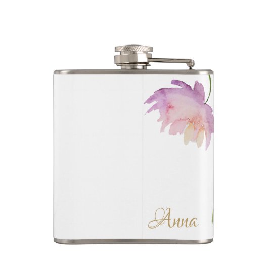 *~*フローラ牡丹ウォーターカラーラベンダーピンク人気がある フラスク (裏面)