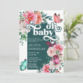 フローラ牡丹バタフライベビーガールシャワー 招待状 (スタンド正面)