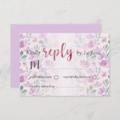 フローラ牡丹ピンクと紫の水色 出欠カード (正面/裏面)