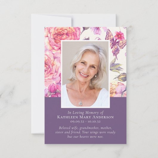 フローラ牡丹フォトメモリアル葬儀悔やみや弔慰 サンキューカード (正面)